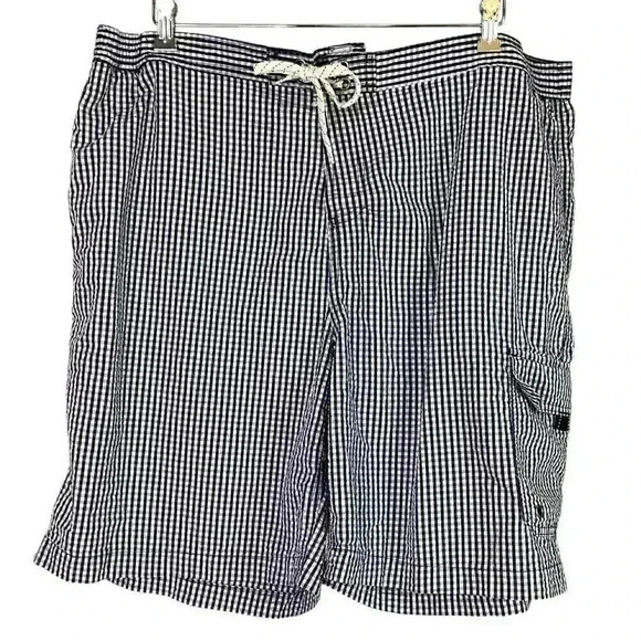 Lands' End Other - Lands End Mens XXL Seersucker Swim Trunks Shorts Blue White Cotton Blend Plaid